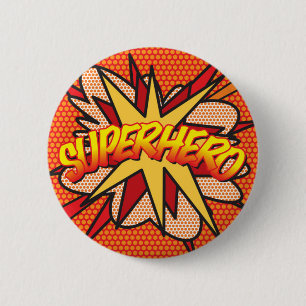 Chapa Redonda De 5 Cm SUPERHÉROE de arte pop de cómic