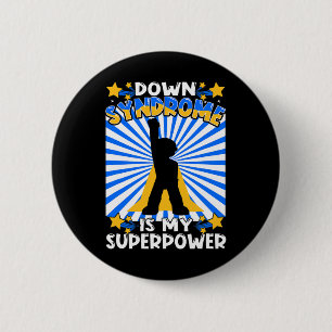 Chapa Redonda De 5 Cm Superheroína Síndrome de Down Concienciación Súper
