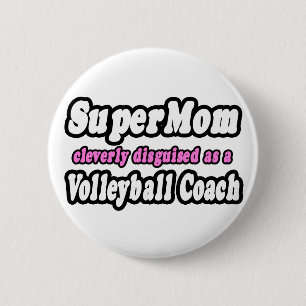Chapa Redonda De 5 Cm Supermamá... entrenador de voleibol