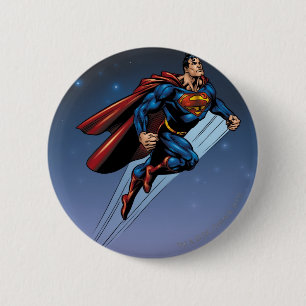 Chapa Redonda De 5 Cm Superman against the night sky