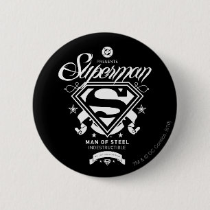 Chapa Redonda De 5 Cm Superman Coat of Arms