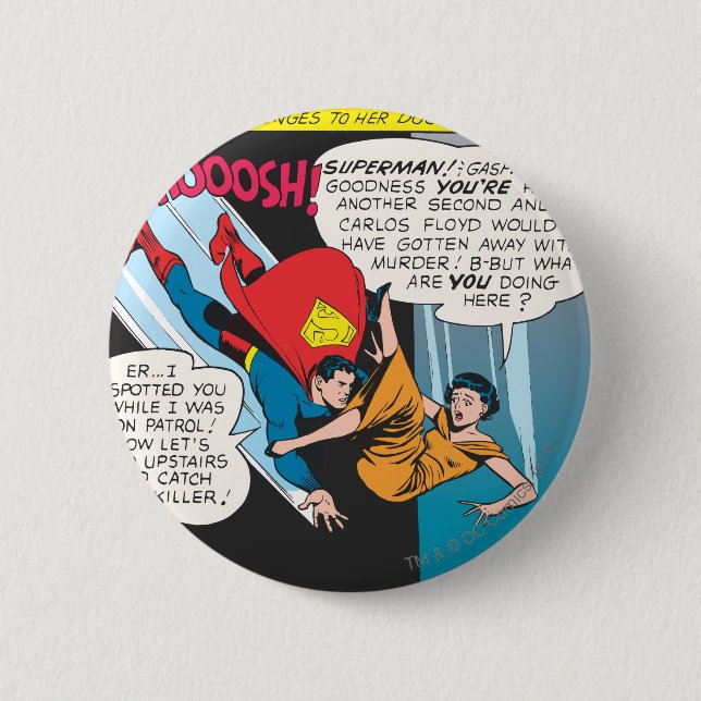 Chapa Redonda De 5 Cm Superman Comic Panel - Lois Plunges (Anverso)