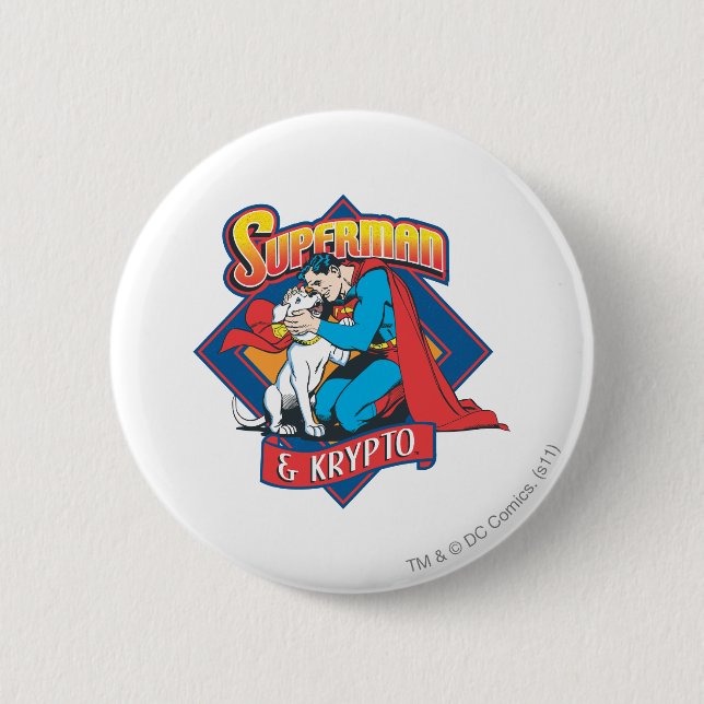 Chapa Redonda De 5 Cm Superman con Krypto (Anverso)