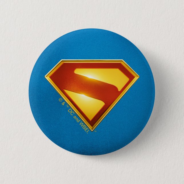 Chapa Redonda De 5 Cm Superman Golden S Shield Brilliance (Anverso)