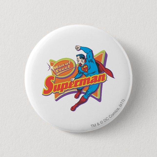 Chapa Redonda De 5 Cm Superman - Hombre de acero (Anverso)