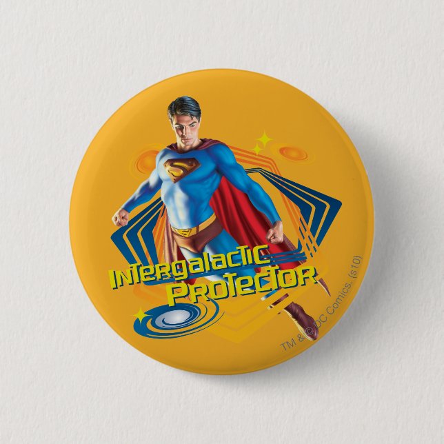 Chapa Redonda De 5 Cm Superman Intergalactic Protector (Anverso)