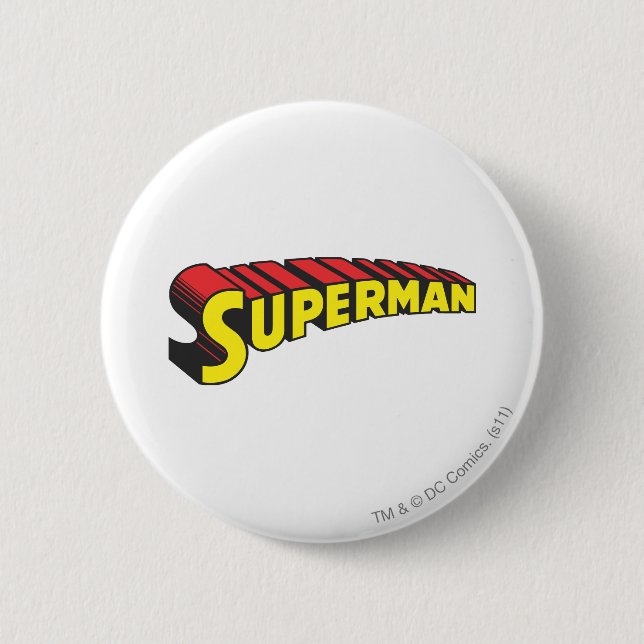 Chapa Redonda De 5 Cm Superman | Logo de las letras rojas amarillas (Anverso)