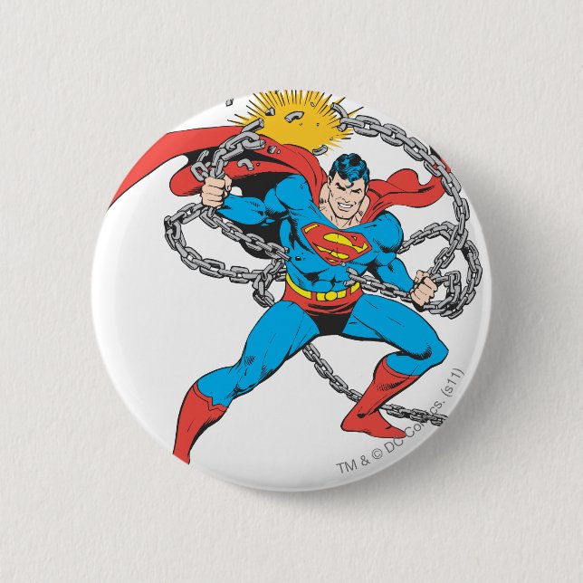 Chapa Redonda De 5 Cm Superman rompe cadenas 3 (Anverso)