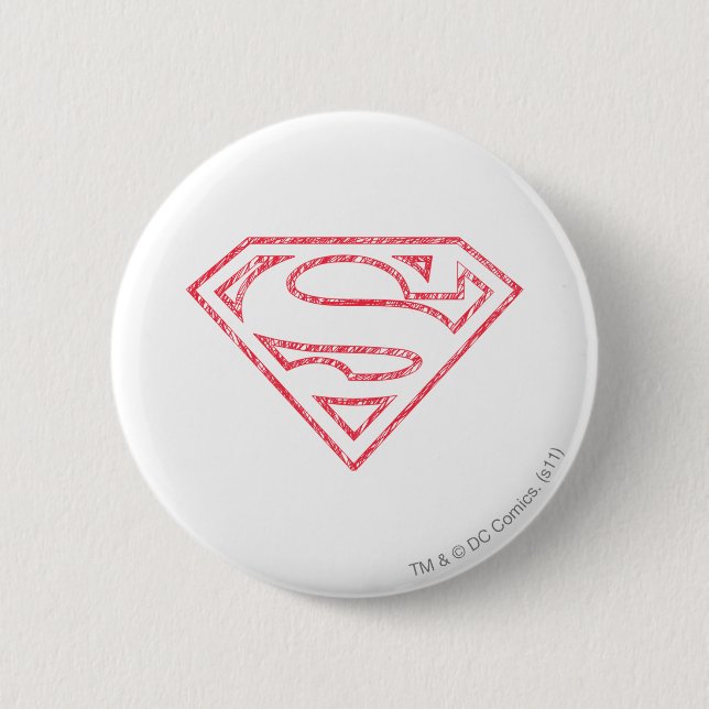 Chapa Redonda De 5 Cm Superman S-Shield | Logo de esquema rojo (Anverso)