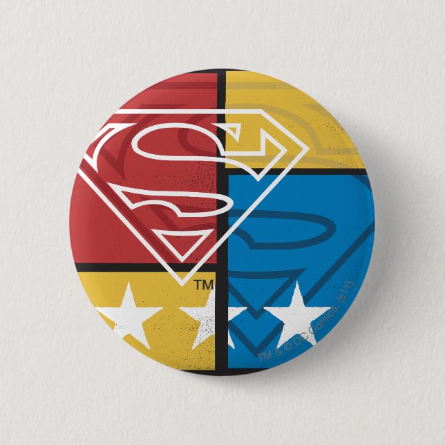 Chapa Redonda De 5 Cm Superman Shield con estrellas (Anverso)