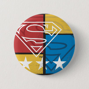 Chapa Redonda De 5 Cm Superman Shield con estrellas
