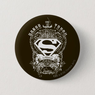 Chapa Redonda De 5 Cm Superman Stylized   Logotipo de honor, verdad y ju