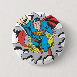 Chapa Redonda De 5 Cm Superman Tears Thru