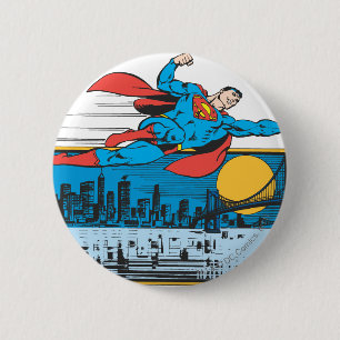 Chapa Redonda De 5 Cm Superman vuela a través de
