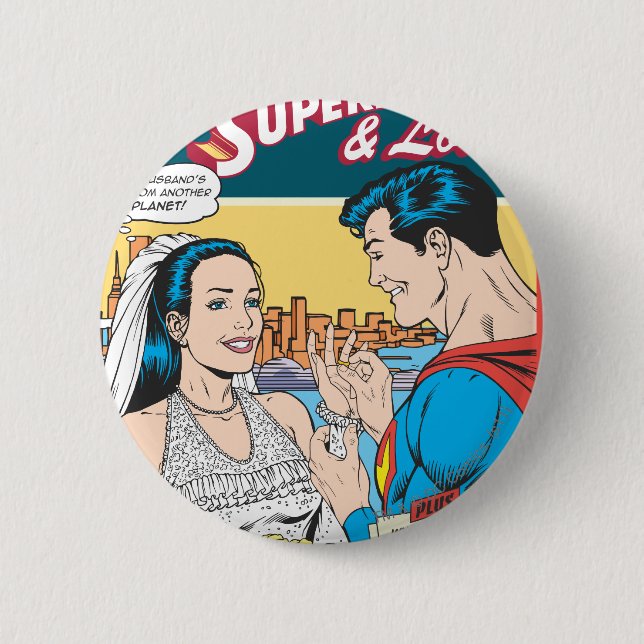Chapa Redonda De 5 Cm Superman y Lois Comic (Anverso)