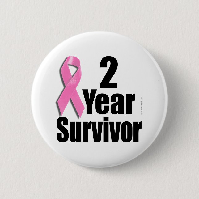 Chapa Redonda De 5 Cm Superviviente de cáncer de mama de 2 años (Anverso)