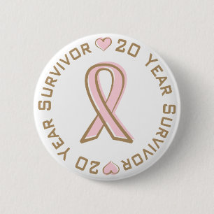 Chapa Redonda De 5 Cm Superviviente rosado del cáncer de pecho de la