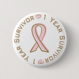 Chapa Redonda De 5 Cm Superviviente rosado del cáncer de pecho de la