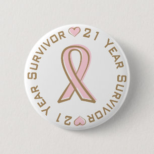 Chapa Redonda De 5 Cm Superviviente rosado del cáncer de pecho de la