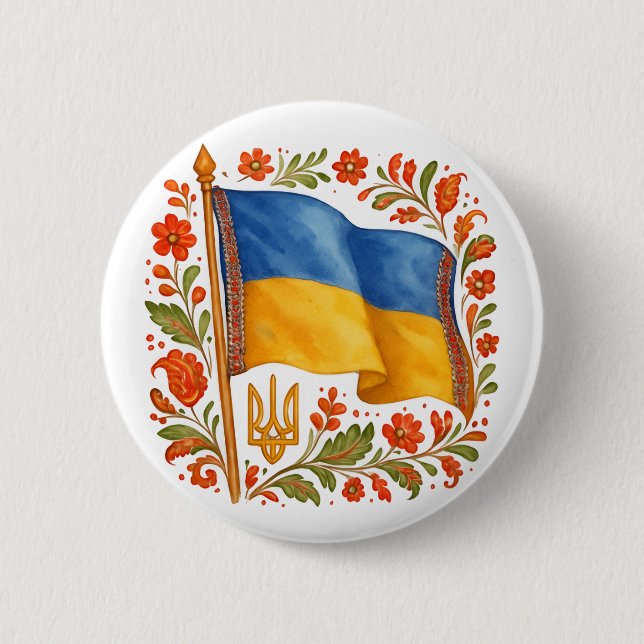 Chapa Redonda De 5 Cm Supporting UKRAINE Button (Anverso)