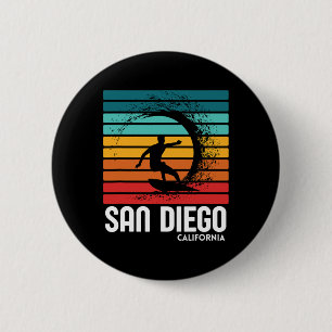 Chapa Redonda De 5 Cm Surf San Diego California Playa Vintage Retro Surf