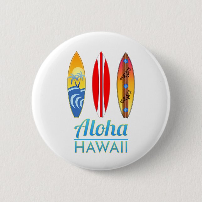 Chapa Redonda De 5 Cm Surfboards Aloha Hawaii (Anverso)