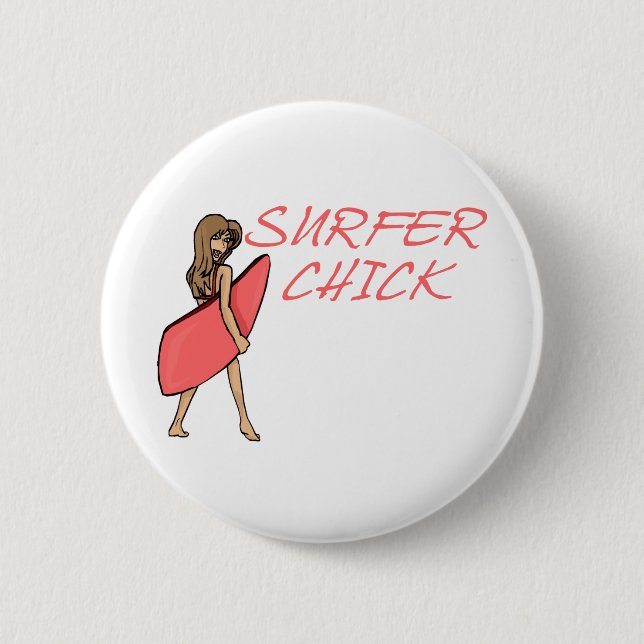 Chapa Redonda De 5 Cm Surfer Chick (Anverso)