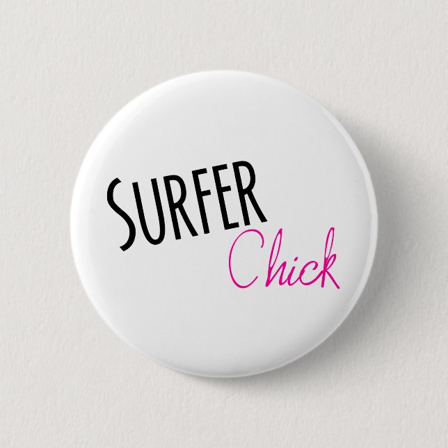 Chapa Redonda De 5 Cm Surfer Chick (Anverso)