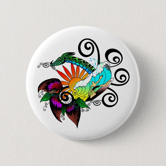 Chapa Redonda De 5 Cm Surfer Dude Personalizado (Anverso)