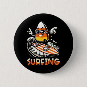 Chapa Redonda De 5 Cm Surfing Candy Corn Funny Halloween Design