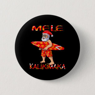 Chapa Redonda De 5 Cm Surfing Santa Navidad Mele Kalikimaka