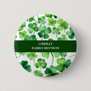 Chapa Redonda De 5 Cm Surname Watercolor Shamrock