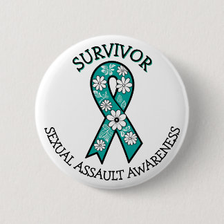 Chapa Redonda De 5 Cm Survivor SA Teal Awareness Ribbon