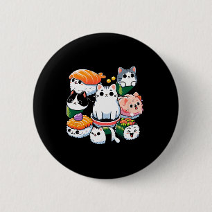 Chapa Redonda De 5 Cm Sushi Anime Cat Sushi Lover Regalo