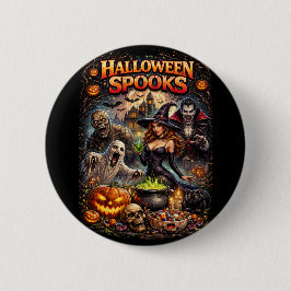 Chapa Redonda De 5 Cm Sustos de Halloween