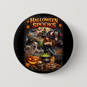 Chapa Redonda De 5 Cm Sustos de Halloween
