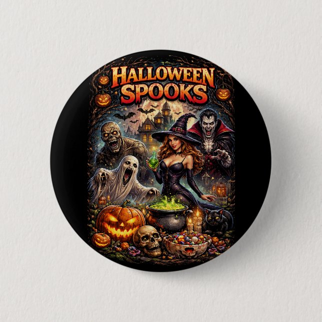 Chapa Redonda De 5 Cm Sustos de Halloween (Anverso)
