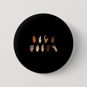 Chapa Redonda De 5 Cm Sutil Lenguaje De Señas Asl Blm Anti-Trump 