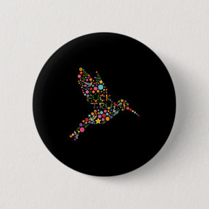 Chapa Redonda De 5 Cm Sutil Mensaje Oculto Anti Trump Floral Colibrí