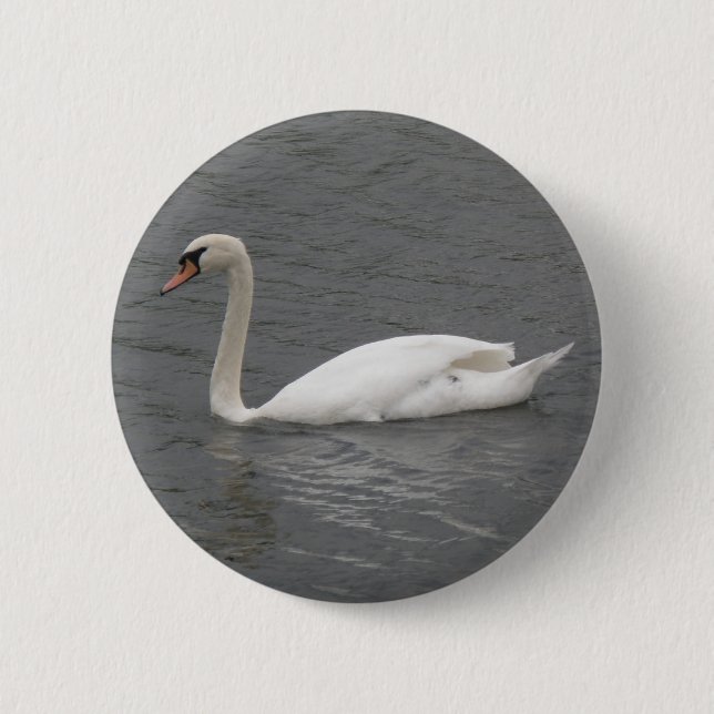 Chapa Redonda De 5 Cm Swans on the River Button (Anverso)