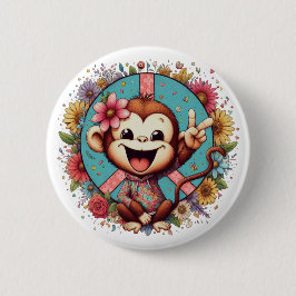 Chapa Redonda De 5 Cm "Sweet Baby Peace Monkey" Button