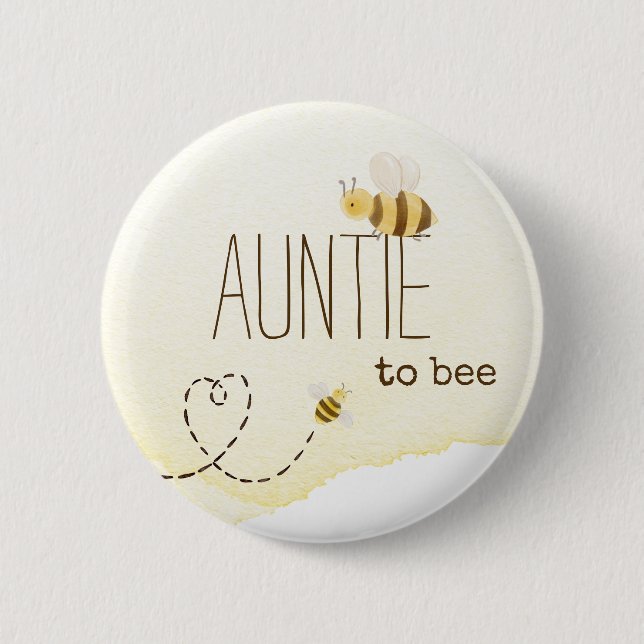 Chapa Redonda De 5 Cm Sweet Bumblebee Baby Shower Auntie To Bee Button (Anverso)