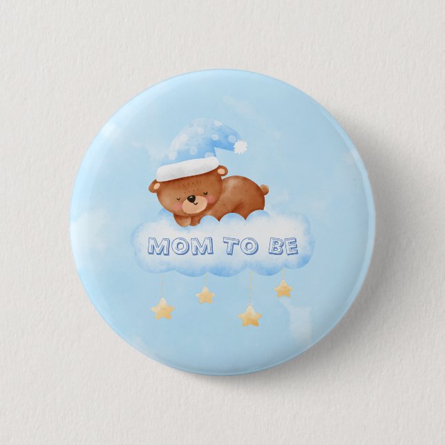 Chapa Redonda De 5 Cm Sweet Little Teddy Bear Boy Baby Shower (Anverso)
