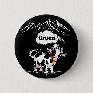 Chapa Redonda De 5 Cm Swiss Cow - Grüezi - Switzerland Travel
