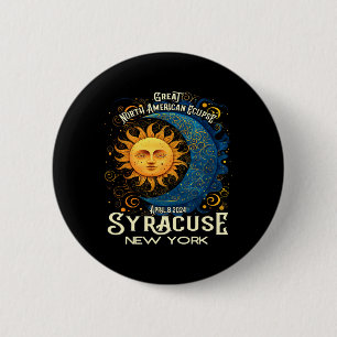 Chapa Redonda De 5 Cm Syracuse New York 2024 Eclipse Solar Total Celesti