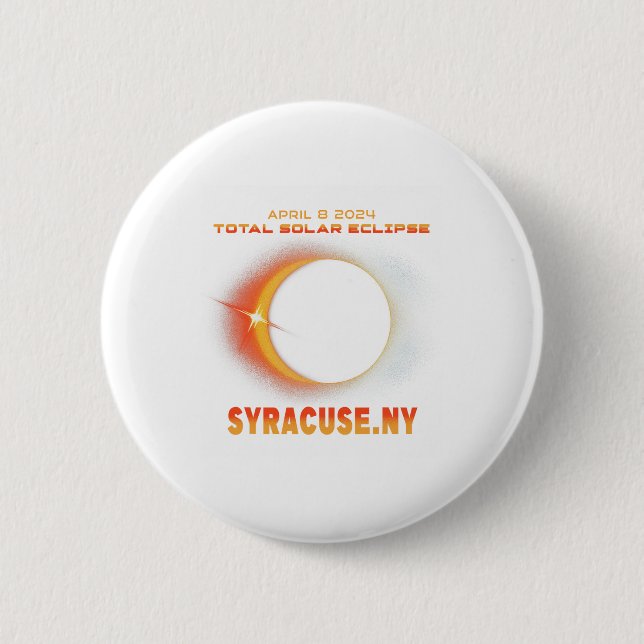 Chapa Redonda De 5 Cm Syracuse New York Eclipse Solar Total 2024 1 (Anverso)