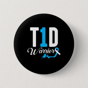 Chapa Redonda De 5 Cm T1d Cinta azul de guerrero tipo 1 Diabetes diabéti