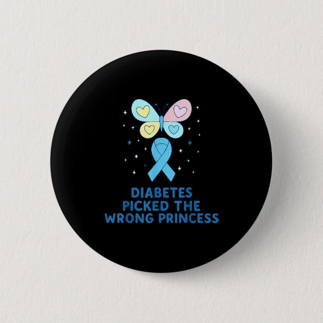 Chapa Redonda De 5 Cm T1d Diabetes Warrior Butterfly Princess Diabetes A (Anverso)