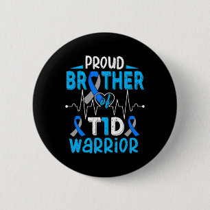 Chapa Redonda De 5 Cm T1D Hermano Orgulloso Diabetes Conciencia Tipo 1 I