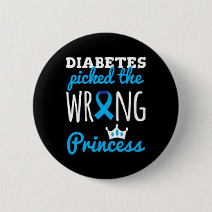 Chapa Redonda De 5 Cm T1d Sensibilización Chicas Princesas Diabetic Blue